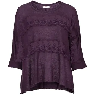 Oversize-Pullover mit Spitzeneinsatz - lila - 48/50