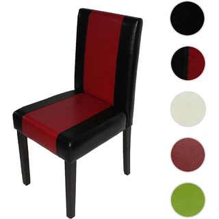 Esszimmerstuhl Littau, KÃ1⁄4chenstuhl Stuhl, Kunstleder ~ schwarz/rot, dunkle Beine