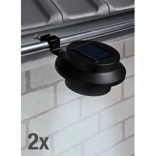Hi Haushalt International LED Solar Dachrinnenleuchten 2 Stück schwarz Zaunleuchten Wegeleuchten