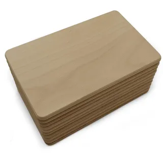 HolzFee Frühstücksbrettchen Holz groß Set 10 Stück Vesperbrettchen Küchenbrettchen Vollholz Buche (25,5 x 15,5 x 1 cm)