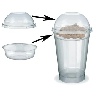 VEPATIM 100x Feinkostbecher für Salat Müsli Joghurt mit Einsatz + Deckel 400 ml