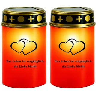 Begonia 2 Stück LED Grablichter, Solar Grablicht Grablaterne für DraußEn, Wasserdichtes Grablicht Outdoor Friedhofskerze, LED Grabkerze für Friedhofsritual Opfergebet, Schöne Solar-Grablichter