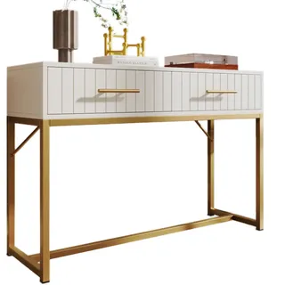 Okwish Kommode mit 2 Schubladen, Schlafzimmer 100x45x75cm Weiß