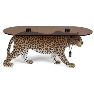 Bold Monkey Beistelltisch Retro Beistelltisch Couchtisch Dope As Hell Panther Rauchglasplatte