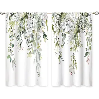 Fensterparavent Im Böhmischen Landhausstil Mit Eukalyptusblattmuster, Weiß, 66 X 91 Cm