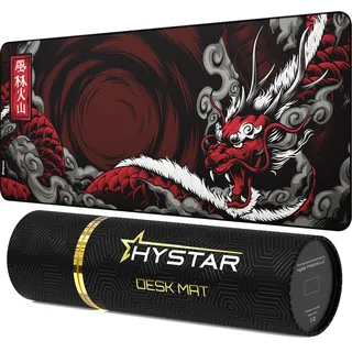 Hystar Erweitertes Gaming-Mauspad, 5 mm dick, wasserdichte Oberfläche, glattes Polyestergewebe und Unterseite aus Naturkautschuk, Mythischer Drache (XXL, 91,4 x 40,6 cm)