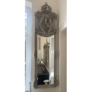Casa Padrino Barock Spiegel Madonna Grau - Handgefertigter Antik Stil Wandspiegel - Garderoben Spiegel - Wohnzimmer Spiegel - Barock Möbel