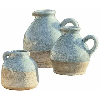 Mirabeau Übertopf Vase 3er Set Lezíria hellblau blau