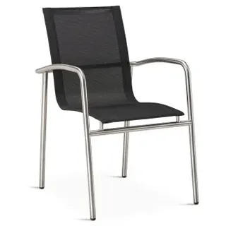 BEST Freizeitmöbel Khartum Stapelsessel 56 x 62 x 88 cm silber/schwarz