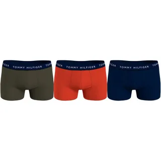 Tommy Hilfiger Herren 3er Pack Boxershorts Trunks mit Logomuster-Bund - M