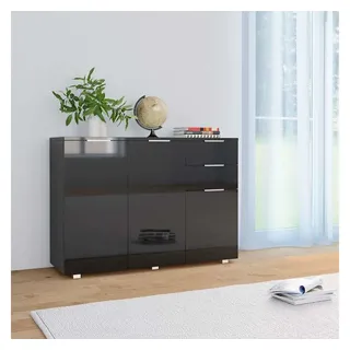 vidaXL Sideboard 107 x 80,5 x 35 cm Schwarz