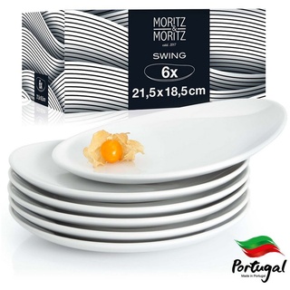Moritz & Moritz Frühstücksteller Teller Geschirr Set weiß, (6 St), geeignet für Mikrowelle und Spülmaschine weiß