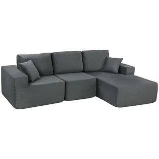 Homcom Eckcouch Polyester mit Schlaffunktion 2-Sitzer Silber
