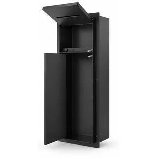 HAGO24 WC Modul Edelstahl Schwarz Schlitz Einbauschrank Unterputz Wandnische 200x600mm Toilettenpapierhalter Bürstenhalter Push-to-Open befliesbar... - Schwarz