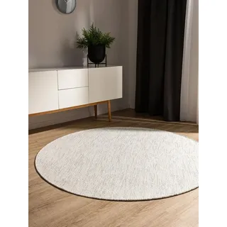 benuta basic Ron Handwebteppich Ø 160 cm Weiß