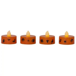STAR TRADING LED-Teelicht LED Teelichter Halloween D:4cm mit Batterien orange 4er Set, LED Classic, gelb orange