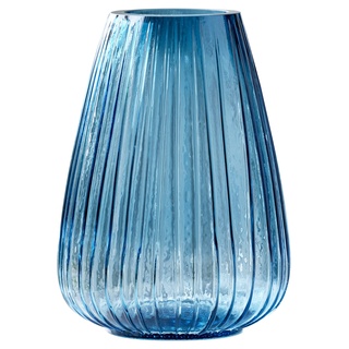 BITZ Kusintha Vase aus Glas, Höhe 22 cm, Blau