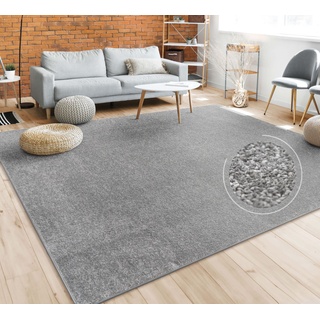 Paco Home Teppich Für Wohnzimmer Einfarbig Kurzflor Schlicht Und Modern, In Dunkel Grau, Grösse:200x280 cm