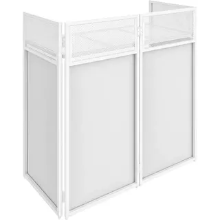 Vonyx DB4 Pro DJ Pult - Faltbarer DJ Tisch mit Tasche, 105 cm | Klappbares DJ Booth, Weiße Front, 25kg Traglast, Robust & Stabil, Perforiertes Alu, Multifunktionstisch für DJ Equipment