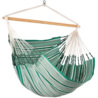La Siesta Hängesessel Kingsize Cotton, Grün, Dunkelgrün, Holz, Textil, Bambus, 140x170x210 cm, Gartenmöbel, Hängesessel