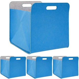 DuneDesign 4er Set: 100% Recycling Filz Aufbewahrungsbox 33x38x33 - Kompatible Boxen für Kallax Regal - Aufbewahrungsbox Kleider Bücherregal Einsatz Box Spielzeug Aufbewahrungsbox Cube Storage Boxes