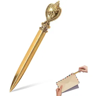 Brieföffner, 5*0.7in Metall Brieföffner Edel Retro Umschlag Express Datei Letter Opener Vintage Brieföffner Messer Leichter Handgefertigter Umschlagschneider Geeignet Mail Öffner Zum öffnen(Gold)