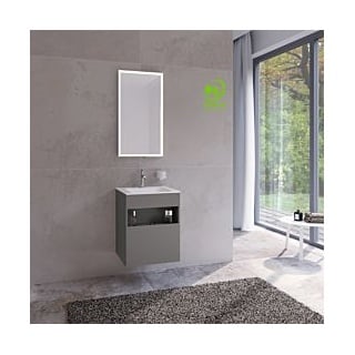 Keuco Stageline Waschtisch-Unterschrank 32842290000 50 x 62,5 x 49 cm, Lack Inox Seidenmatt, Glas Inox satiniert, ohne Elektrik