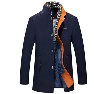 tylxayoxa Wintermantel Kurzmantel Herren Wollmantel Stehkragen Herren Winter Mantel Warm Kurz Slim Fit Winterjacke Business Mit Abnehmbarer Schal - L