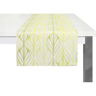 Tischläufer ADAM "Wave" Tischdecken Gr. B/L: 50 cm x 150 cm, rechteckig, bunt (natur, hellgrün, gelb) Tischläufer nachhaltig aus Bio-Baumwolle,Made in Germany