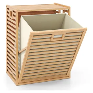 northix COSTWAY Wäschekorb, 68 L, Fassungsvermögen, Wäschesammler aus Bambus mit 68-liter-korb, 50 x 35 x 64 cm