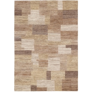 Cazaris Wollteppich, Gelb, Textil, Karo, rechteckig, 70x140 cm, für Fußbodenheizung geeignet, Teppiche & Böden, Teppiche, Naturteppiche