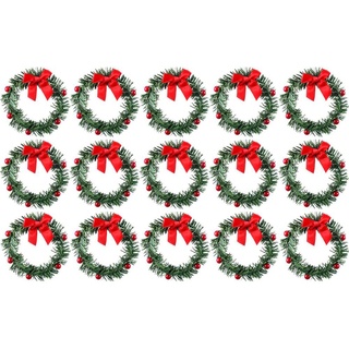 Daroplo 24 Stück Weihnachts-Kerzenringe in Rot, künstliche Kerzenringe zum Basteln, Mini-Kranz, Kerzenhalter-Ringe