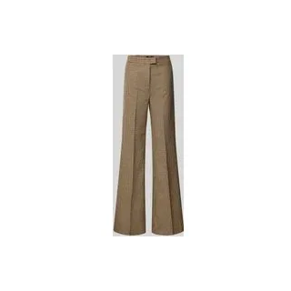 Flared Stoffhose mit Bundfalten Modell 'GINA', Mittelbraun, 38
