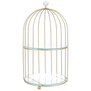 minkissy Goldener Dekorativer Vogelkäfig Tortenständer aus Metall für Mehrstöckige Torten und Dessertstände als Geschenk zur Feier oder Einweihungsparty Zufälliger Stil