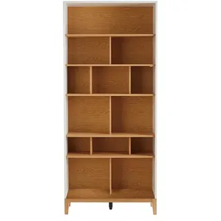 Skandinavisches Bücherregal aus hellem Holz mit Eichenfinish und Weiß B90 cm ABEL