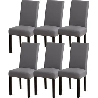 Sufdari Stuhlhussen 6Er Set Grau, Stretch Esszimmer Stuhlbezug Für Esszimmerstüh