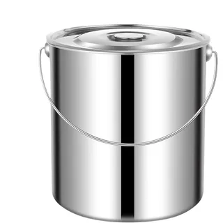 Edelstahl Eimer Mit Deckel - Mit Deckel Griff Und Aufbewahrungsbehälter | Große Metall Behälter und Wassereimer,Für Suppe Milch Wasser Reis Mehl Cerealien Katzen Trockenfutter Küchenzubehör Haushalt W