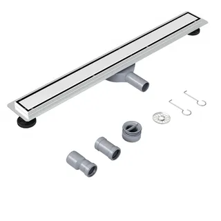 Neodrain Duschrinne 90cm Edelstahl Bodenablauf 2 in 1 Duschablauf Extra Flach mit 360° Siphon, Geruchsstop, Haarsieb und Adapter Für Duschen
