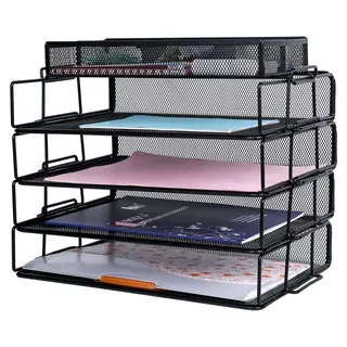 5-teiliges Schreibtisch-Organizer-Set mit stapelbarem Papiersortierer