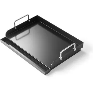 Universal Plancha Grillplatte für Gasgrills, Holzkohlegrills, Elektrogrill und mehr,Universal Plancha mit Abnehmbarer Griff,43 x 33CM Grillplatte,Schwarze Plancha Grillplatte, Antihaftbeschichtung