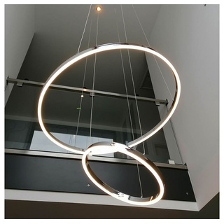s.luce Pendelleuchte LED Hängeleuchte Ring mit Direkter Abstrahlung Chrom, Warmweiß Ø 100 cm x 3.3 cm