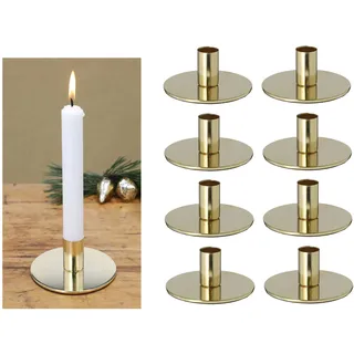 Novaliv 8X Kerzenständer Gold Metall 10x5cm Weihnachten Adventskranz Kerzenhalter Stabkerzen Kerzenpn scandic chic Tischdekoration Home Deko Retro Dekoschale Weihnachtsdekoration Candle Holder