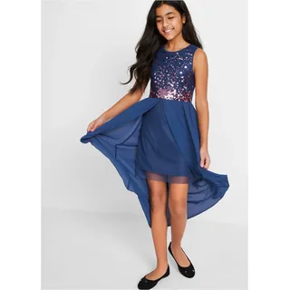 bonprix Vokuhila-Kleid Festliches Kleid Blau 158