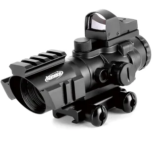 AOMEKIE Zielfernrohr 4x32mm mit 20mm/22mm Schiene Airsoft Red Dot Visier Sight Leuchtpunktvisier Rotpunktvisier für Jagd Softair und Armbrust