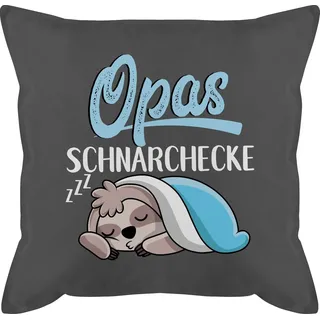 Shirtracer Dekokissen Opas Schnarchecke mit Faultier - weiß, Opa Großvater grau