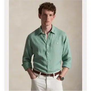 Polo Ralph Lauren für Herren. 710966294522 Maßgeschneidertes Leinenhemd grün (M), Lässig, Langarm