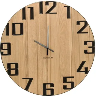Levandeo® Wanduhr (Wand-Uhr Holz 60cm Kernbuche Deutsche Herstellung modern)