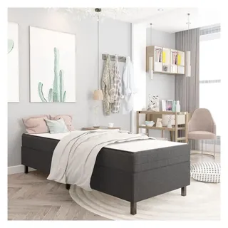 vidaXL Boxspringbett 100 x 200 cm Dunkelgrau