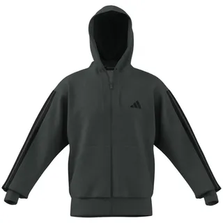adidas Essential Three Stripes Fleece Kapuzenjacke Herren Dark Grey Heather/Black M