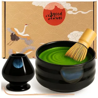 Goodwei Teeservice Matcha-Set "Kuro" 120 mit Chasentate (4-tlg), 1 Personen, Keramik, handgearbeitet schwarz